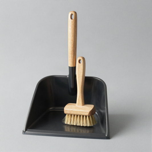 Wooden Handle Dustpan and Brush Set